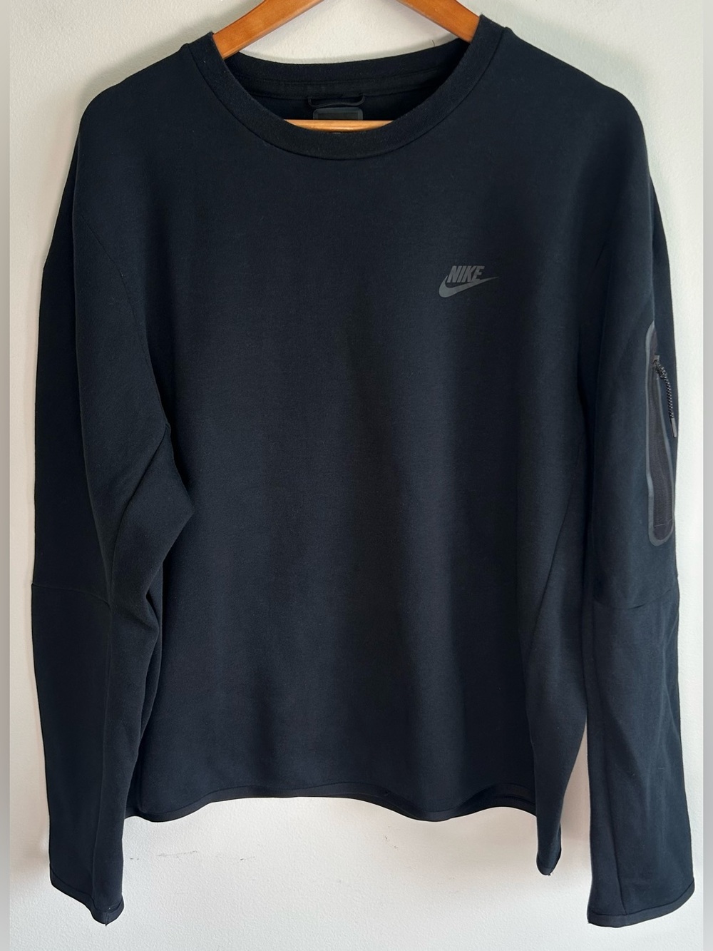 Nike Tech Fleece Crewneck Sweatshirt Sweater Mens XL Black Sportswear Zip Pocket